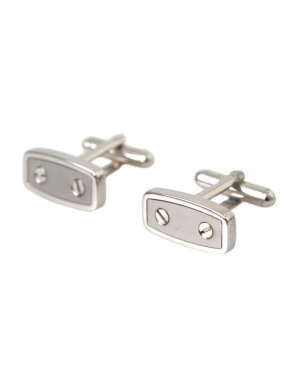 Dolce & Gabbana Silver Plated Metal Brass Pin Men Cufflinks – Image 2