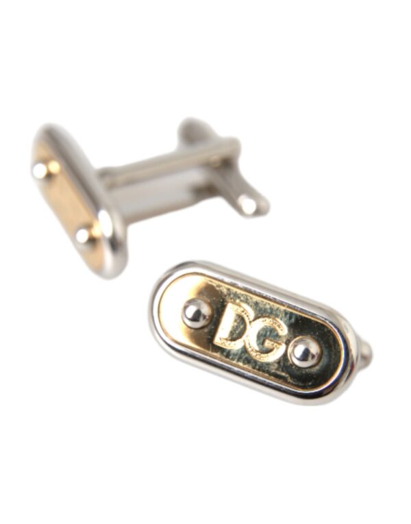 Dolce & Gabbana Silver Gold Plated Metal Brass Pin Cufflinks – Image 4