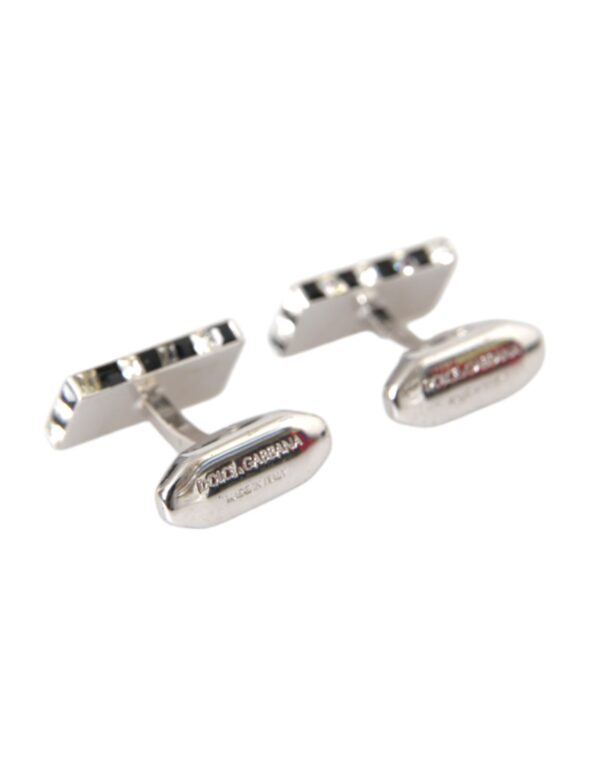 Dolce & Gabbana Silver Plated Metal Brass Pin Men Cufflinks – Image 3