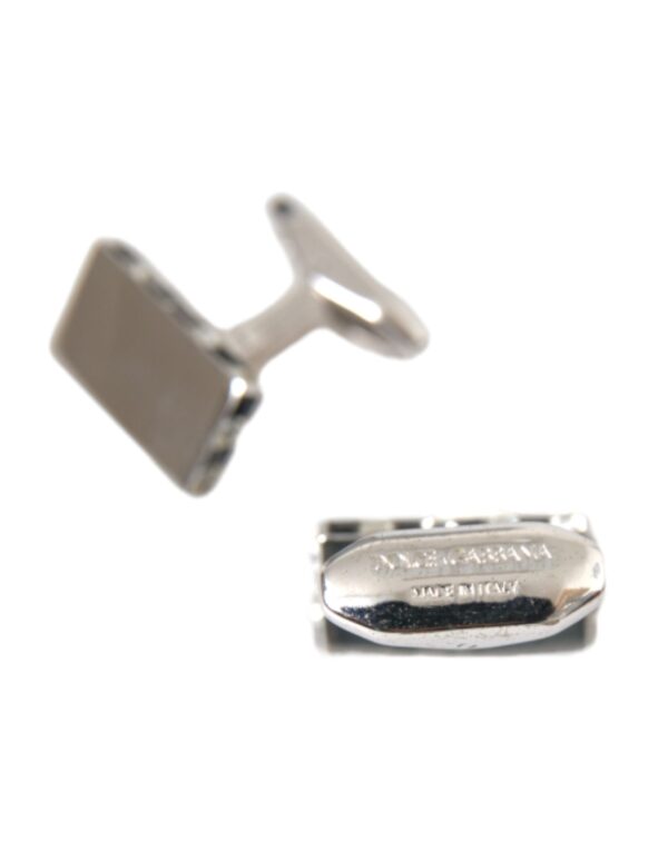 Dolce & Gabbana Silver Plated Metal Brass Pin Men Cufflinks – Image 4