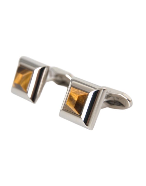 Dolce & Gabbana Silver Plated Brass Pin Crystal Cufflinks – Image 3