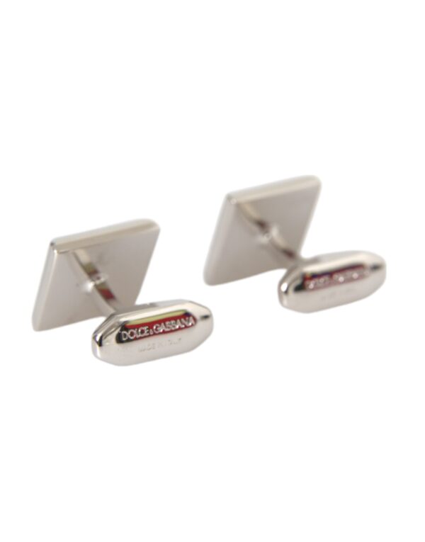 Dolce & Gabbana Silver Plated Brass Pin Crystal Cufflinks – Image 4