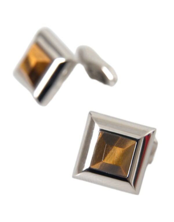 Dolce & Gabbana Silver Plated Brass Pin Crystal Cufflinks – Image 6