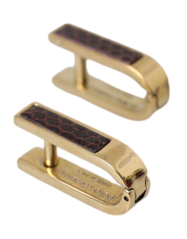 Dolce & Gabbana Gold Plated Metal Brass Pin Men Cufflinks – Image 3