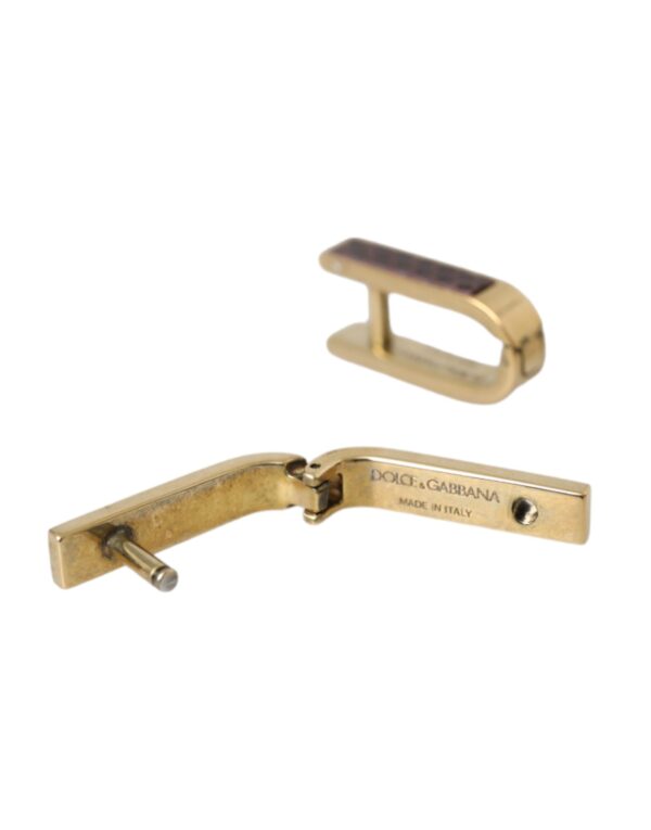 Dolce & Gabbana Gold Plated Metal Brass Pin Men Cufflinks – Image 4