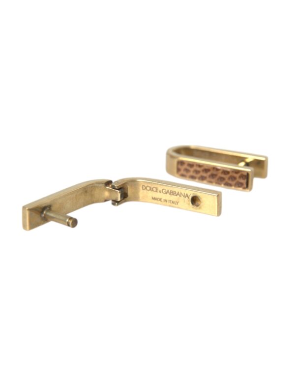 Dolce & Gabbana Gold Plated Metal Brass Pin Men Cufflinks – Image 4