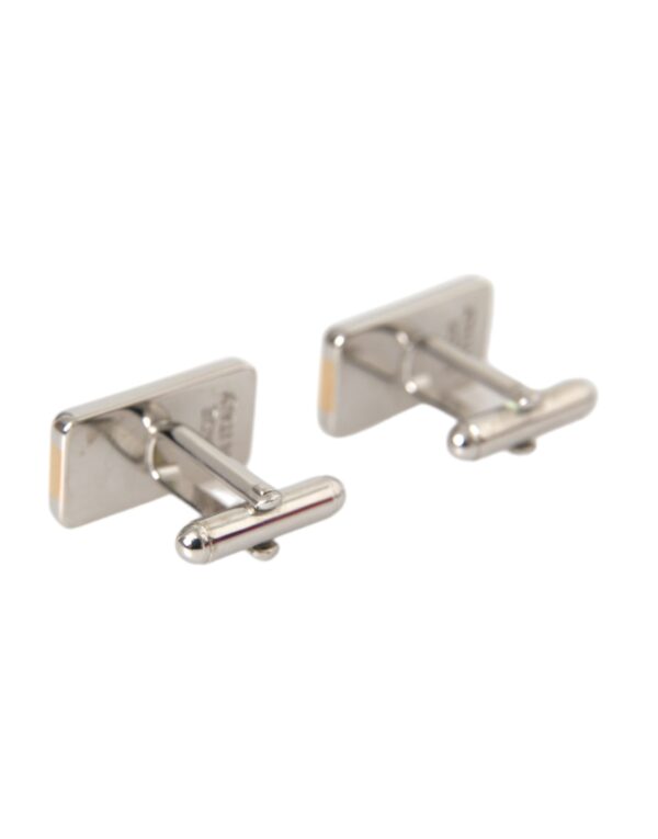 Dolce & Gabbana Silver Gold Plated Brass DG Logo Pin Cufflinks – Image 3