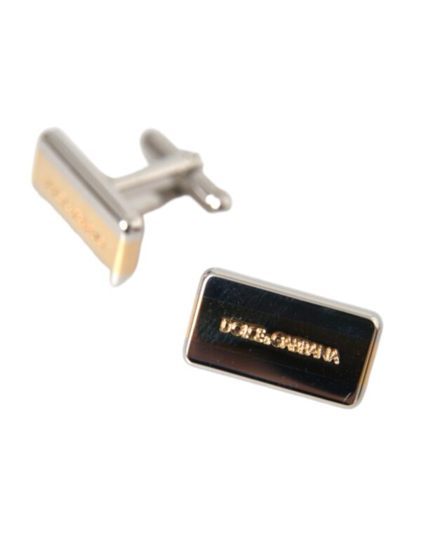 Dolce & Gabbana Silver Gold Plated Brass DG Logo Pin Cufflinks – Image 4