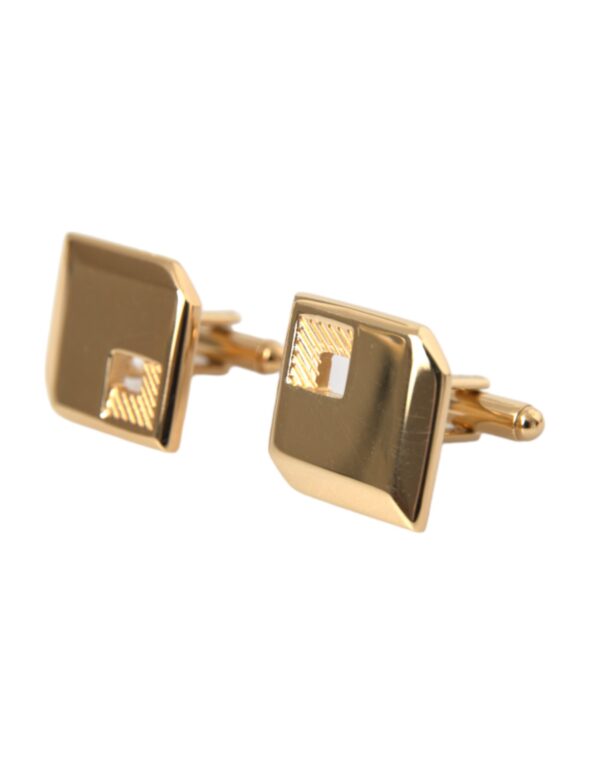 Dolce & Gabbana Gold Plated Metal Brass Square Pin Cufflinks – Image 2