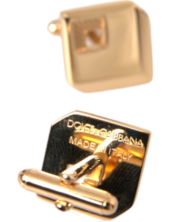 Dolce & Gabbana Gold Plated Metal Brass Square Pin Cufflinks – Image 4