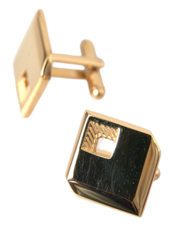 Dolce & Gabbana Gold Plated Metal Brass Square Pin Cufflinks – Image 5