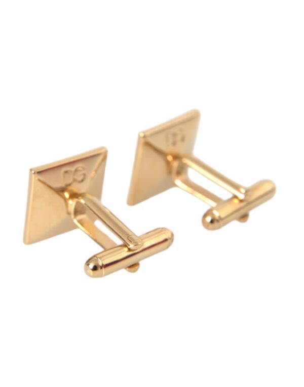 Dolce & Gabbana Gold Plated Brass Crystal Square Pin Cufflinks – Image 3