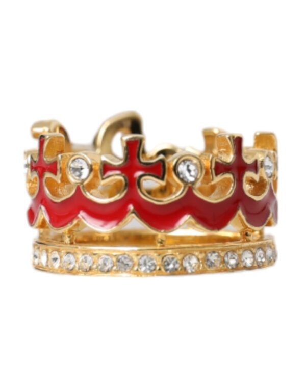 Dolce & Gabbana Gold Tone BrassCrystal Enamel DG CROWN Statement Ring – Image 3