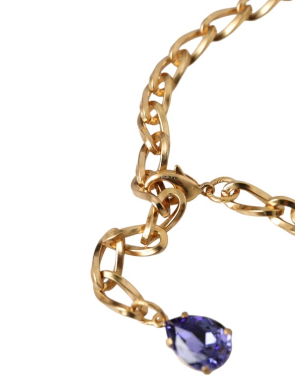 Dolce & Gabbana Gold Brass Crystal Purple Pink Pearl Pendants Necklace – Image 4