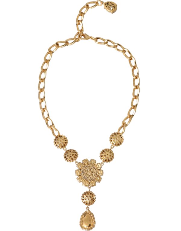 Dolce & Gabbana Gold Brass Crystal Purple Pink Pearl Pendants Necklace – Image 5