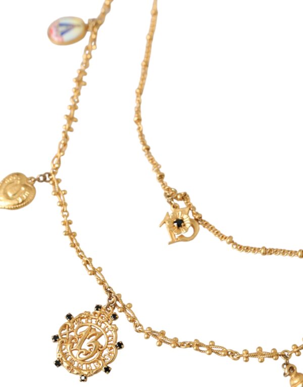 Dolce & Gabbana Gold Tone Chain Brass Charm Statement Sicily Necklace – Image 3