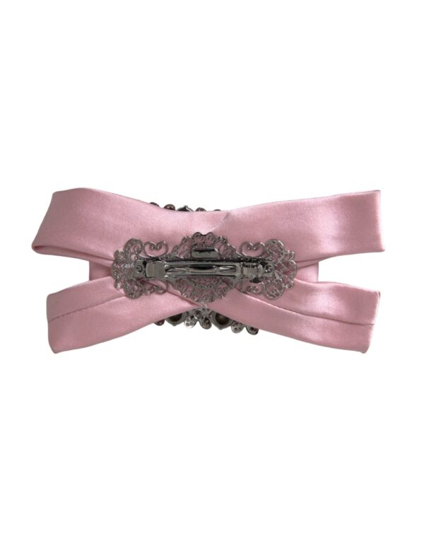 Dolce & Gabbana Pink Satin Crystal Jewelry Brooch Hair Pin – Image 3