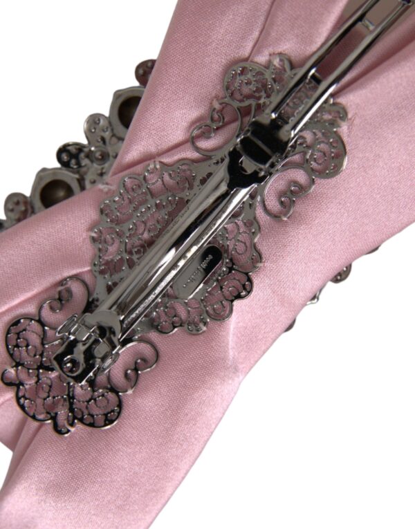 Dolce & Gabbana Pink Satin Crystal Jewelry Brooch Hair Pin – Image 4