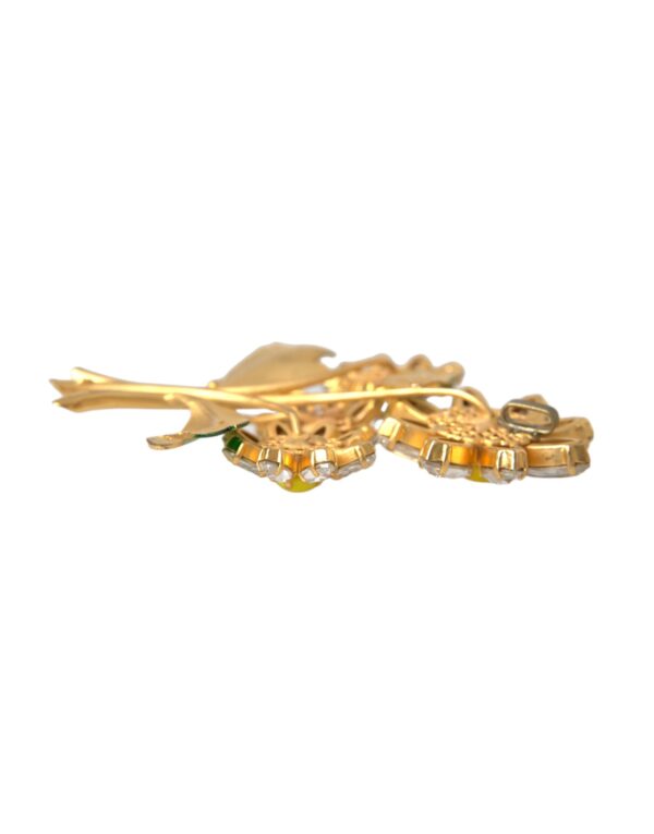 Dolce & Gabbana Gold Yellow Green Filigree Flower Crystals Brooch Pin – Image 5