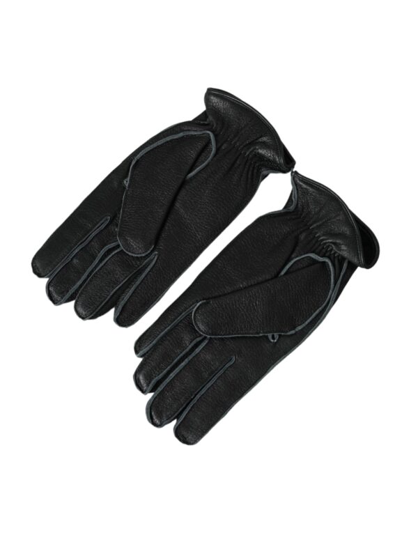 Dolce & Gabbana Black Deer Leather Wrist Length Gloves – Image 2