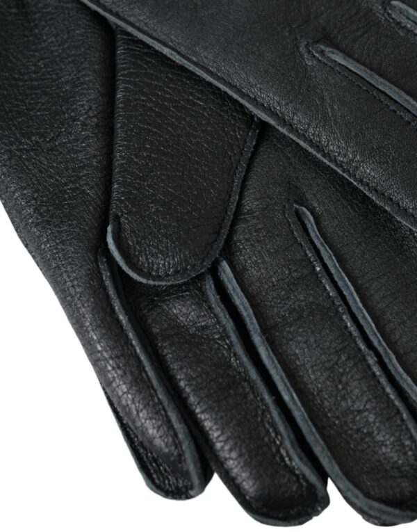 Dolce & Gabbana Black Deer Leather Wrist Length Gloves – Image 4