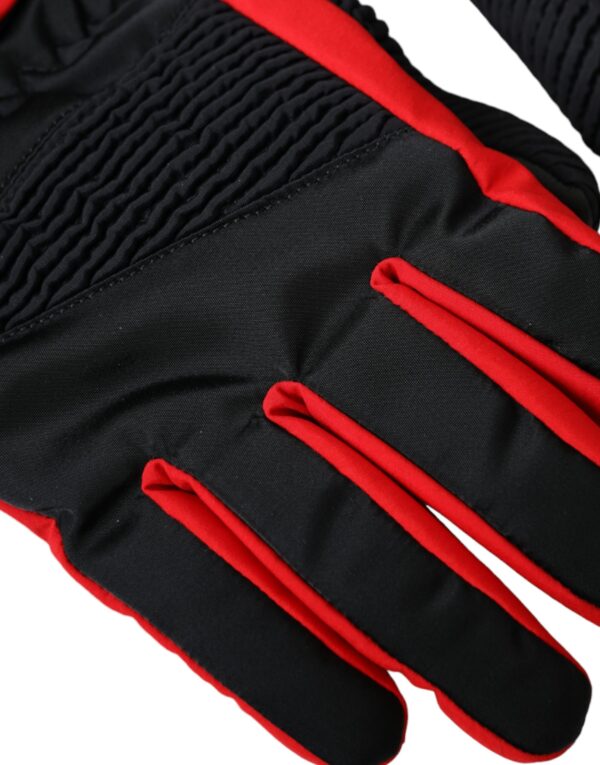 Dolce & Gabbana Black Red Nylon Wrist Length Gloves – Image 3