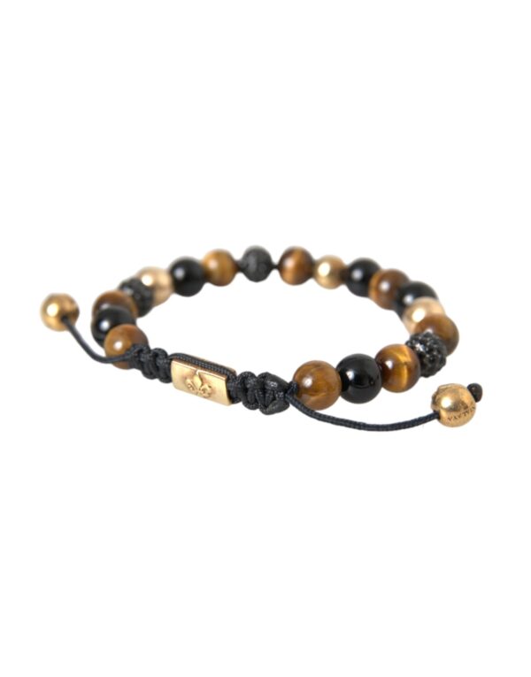 Nialaya CZ Ball Tiger Eye Stone Copper Beaded Men Bracelet – Image 2