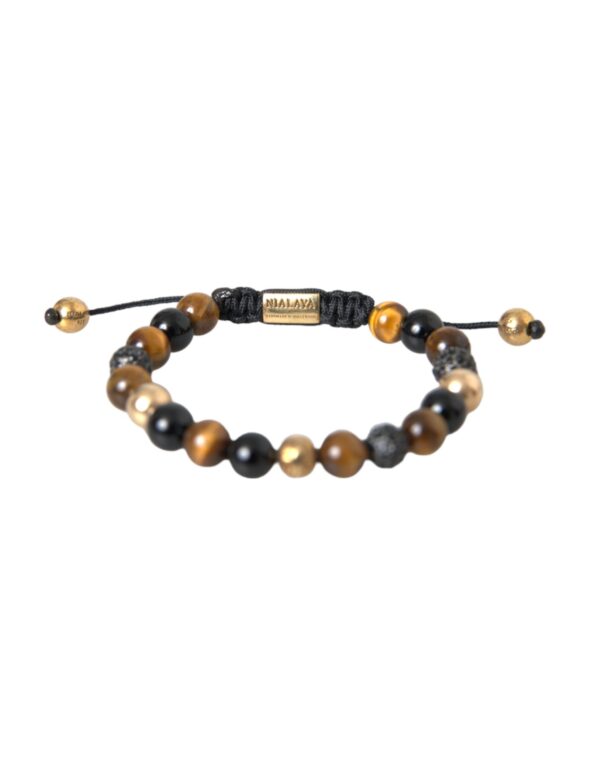 Nialaya CZ Ball Tiger Eye Stone Copper Beaded Men Bracelet – Image 3