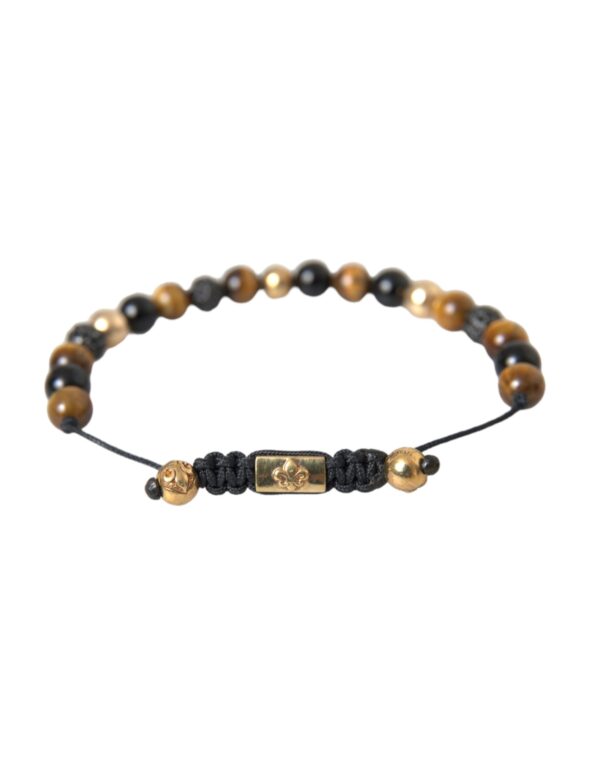 Nialaya CZ Ball Tiger Eye Stone Copper Beaded Men Bracelet – Image 4