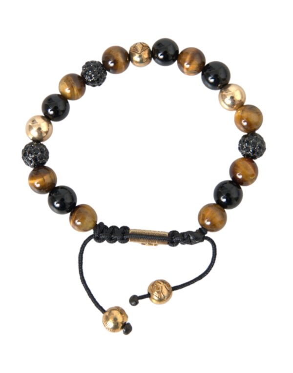 Nialaya CZ Ball Tiger Eye Stone Copper Beaded Men Bracelet – Image 5