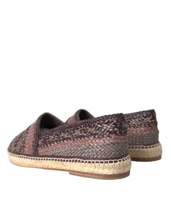 Dolce & Gabbana Brown Buffalo Leather Espadrille Flats Shoes – Image 4