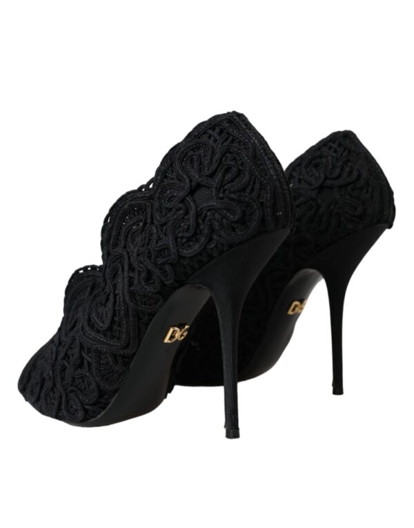 Dolce & Gabbana Black Cordonetto Ricamo Pump Open Toe Shoes – Image 4