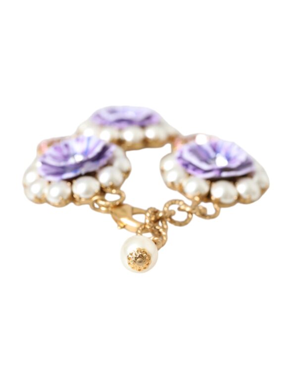 Dolce & Gabbana Gold FIORI BLOOMING Floral Baroque Crystals Bracelet – Image 4