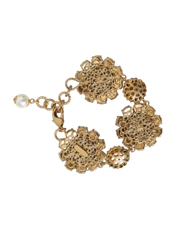 Dolce & Gabbana Gold FIORI BLOOMING Floral Baroque Crystals Bracelet – Image 5