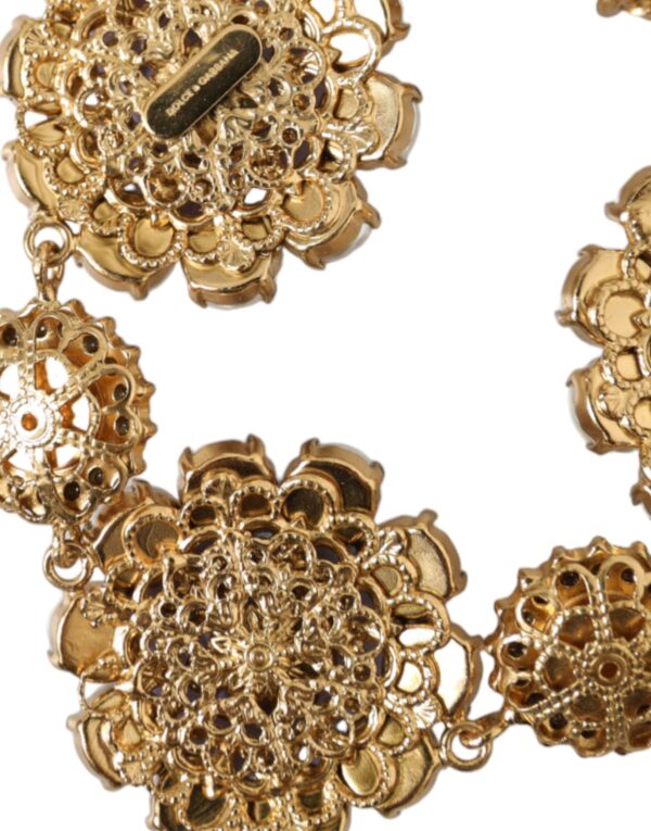 Dolce & Gabbana Gold FIORI BLOOMING Floral Baroque Crystals Bracelet – Image 6