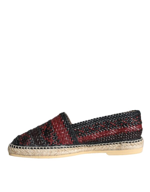 Dolce & Gabbana Black Maroon Woven Leather Buffalo Men Espadrille Shoes – Image 4