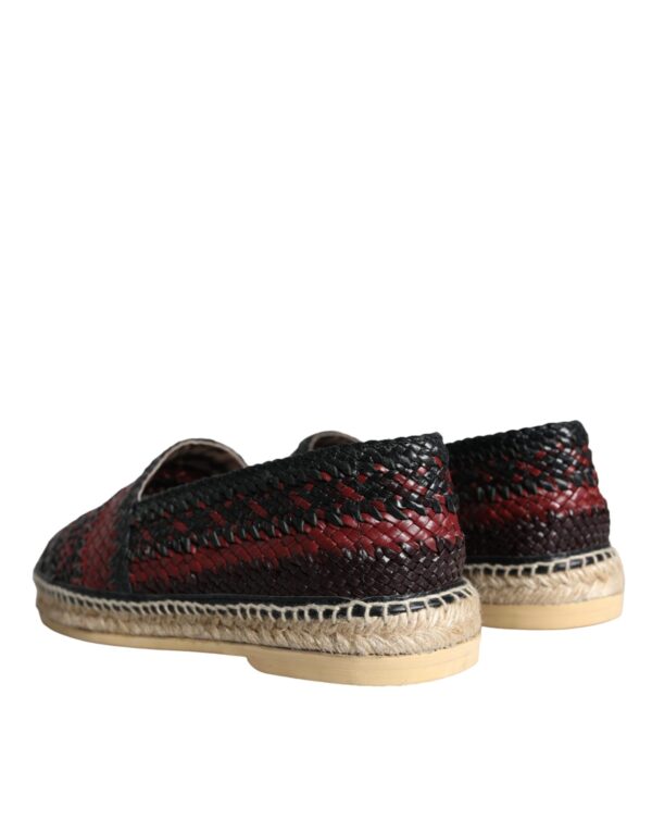 Dolce & Gabbana Black Maroon Woven Leather Buffalo Men Espadrille Shoes – Image 5