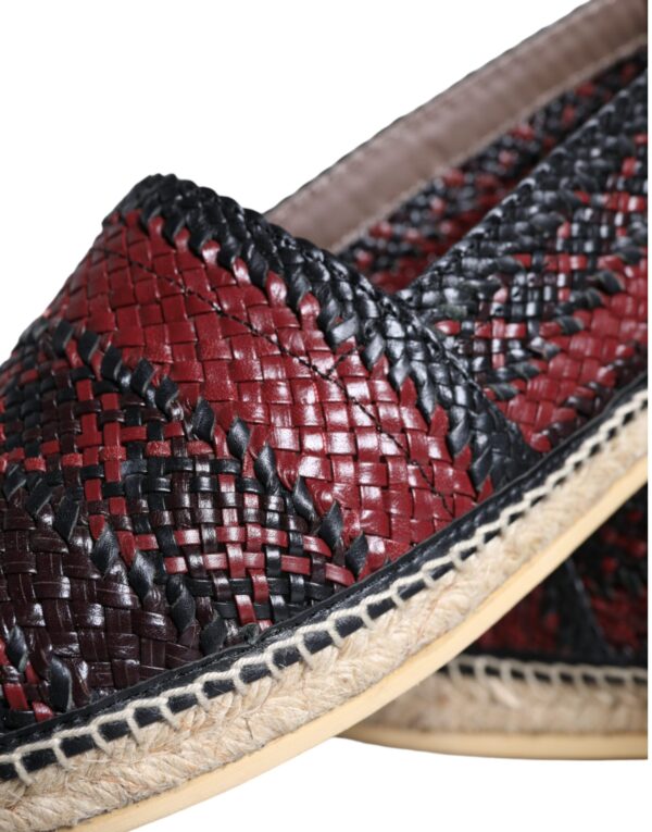 Dolce & Gabbana Black Maroon Woven Leather Buffalo Men Espadrille Shoes – Image 8