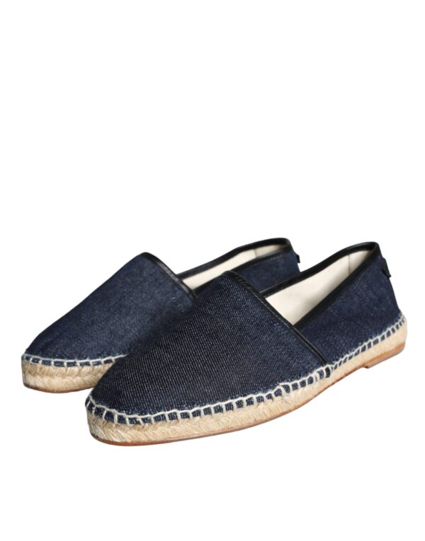 Dolce & Gabbana Blue Denim Cotton Leather Espadrilles Shoes – Image 3