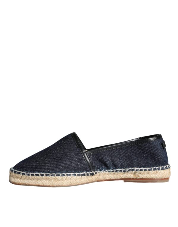 Dolce & Gabbana Blue Denim Cotton Leather Espadrilles Shoes – Image 4