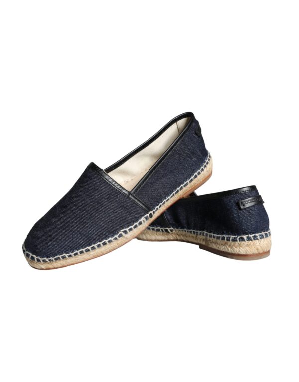 Dolce & Gabbana Blue Denim Cotton Leather Espadrilles Shoes – Image 7