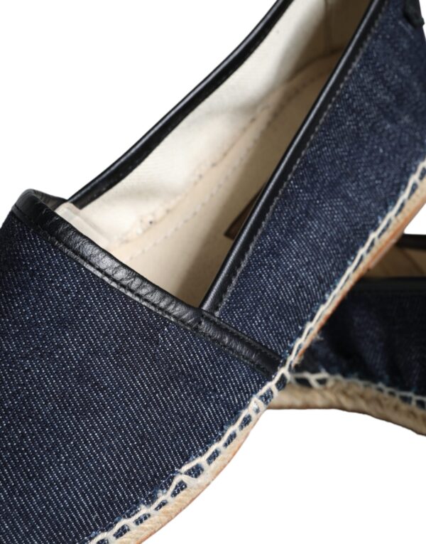 Dolce & Gabbana Blue Denim Cotton Leather Espadrilles Shoes – Image 8