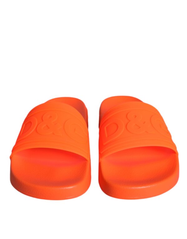 Dolce & Gabbana Orange Rubber Slides Sandals Beachwear Shoes – Image 2