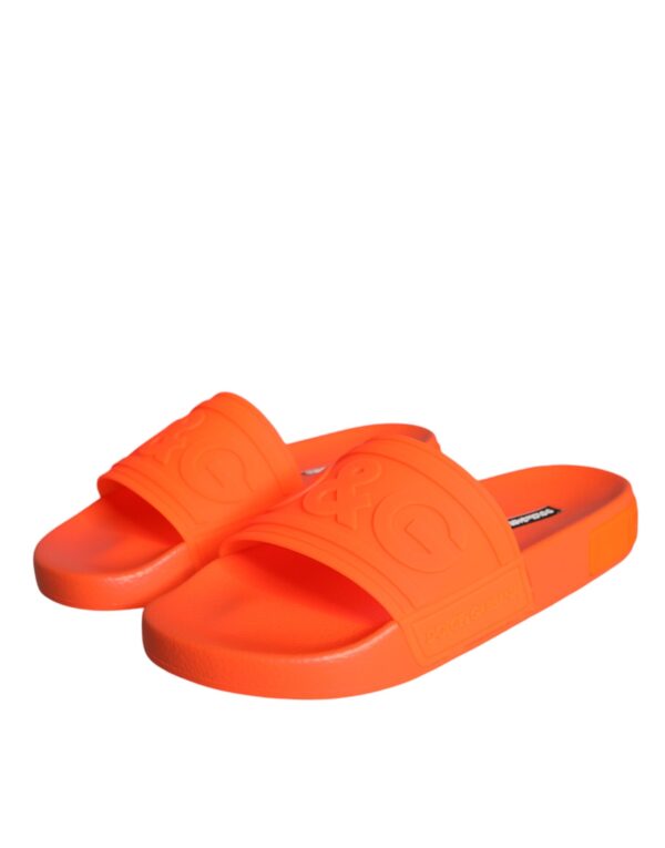 Dolce & Gabbana Orange Rubber Slides Sandals Beachwear Shoes – Image 3