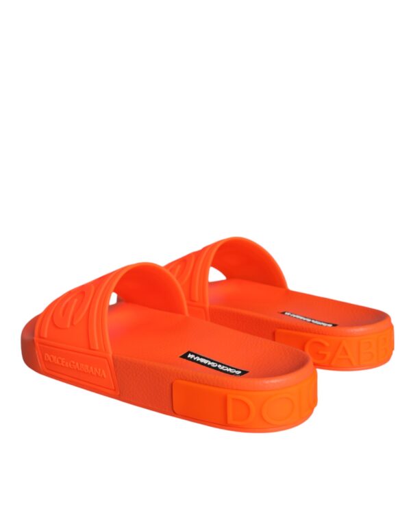 Dolce & Gabbana Orange Rubber Slides Sandals Beachwear Shoes – Image 4