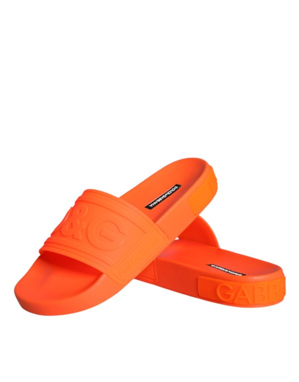 Dolce & Gabbana Orange Rubber Slides Sandals Beachwear Shoes – Image 5