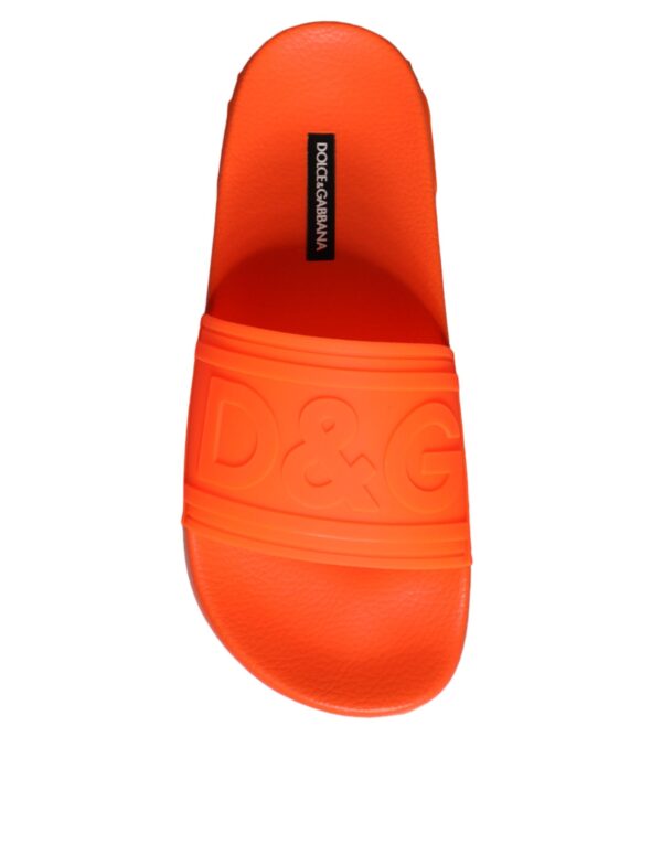 Dolce & Gabbana Orange Rubber Slides Sandals Beachwear Shoes – Image 7