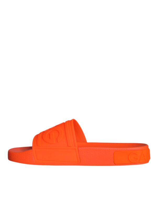 Dolce & Gabbana Orange Rubber Slides Sandals Beachwear Shoes – Image 8