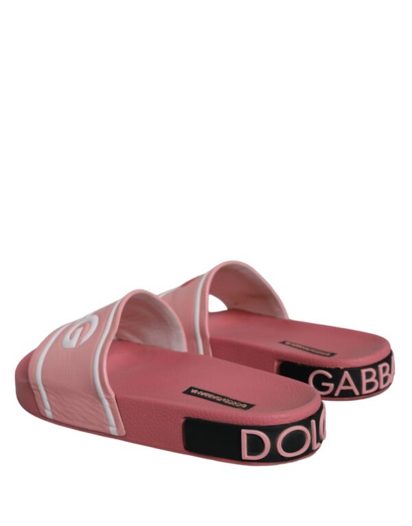 Dolce & Gabbana Pink Leather I Love D&G Sandals Slides Shoes – Image 4