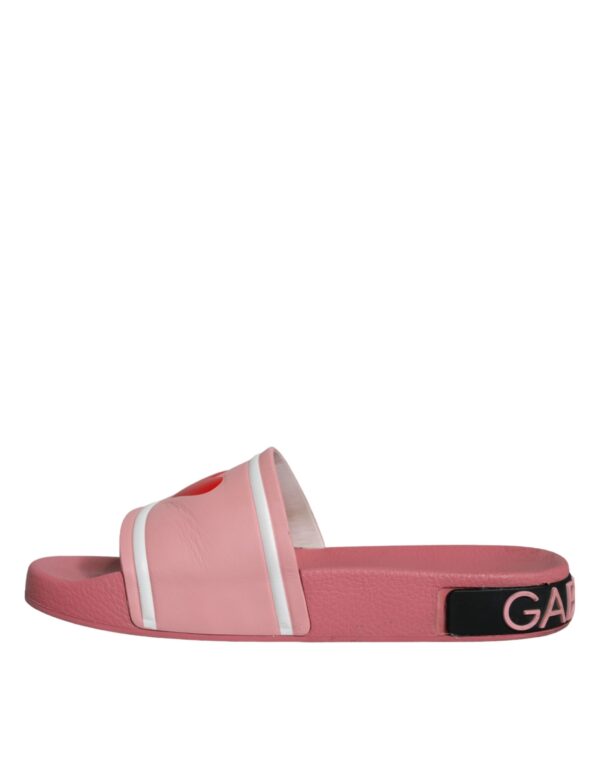 Dolce & Gabbana Pink Leather I Love D&G Sandals Slides Shoes – Image 6